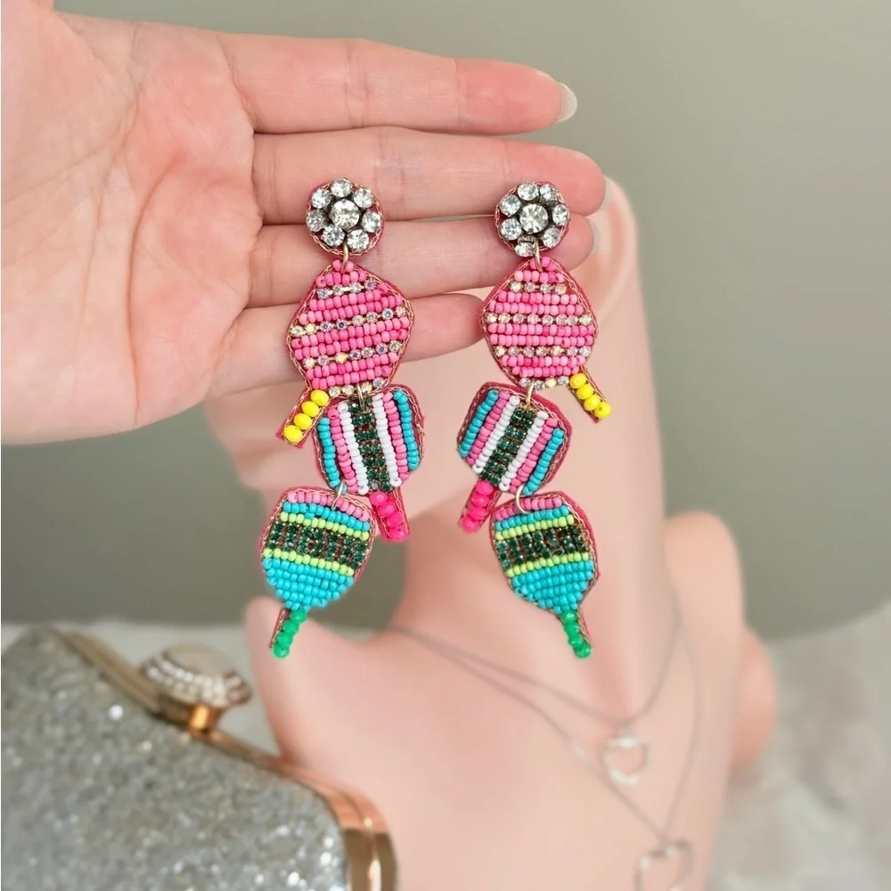 ⚜️ Colorful Beaded Drop Earrings